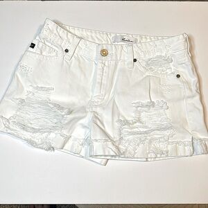 KanCan White Distressed Denim Shorts